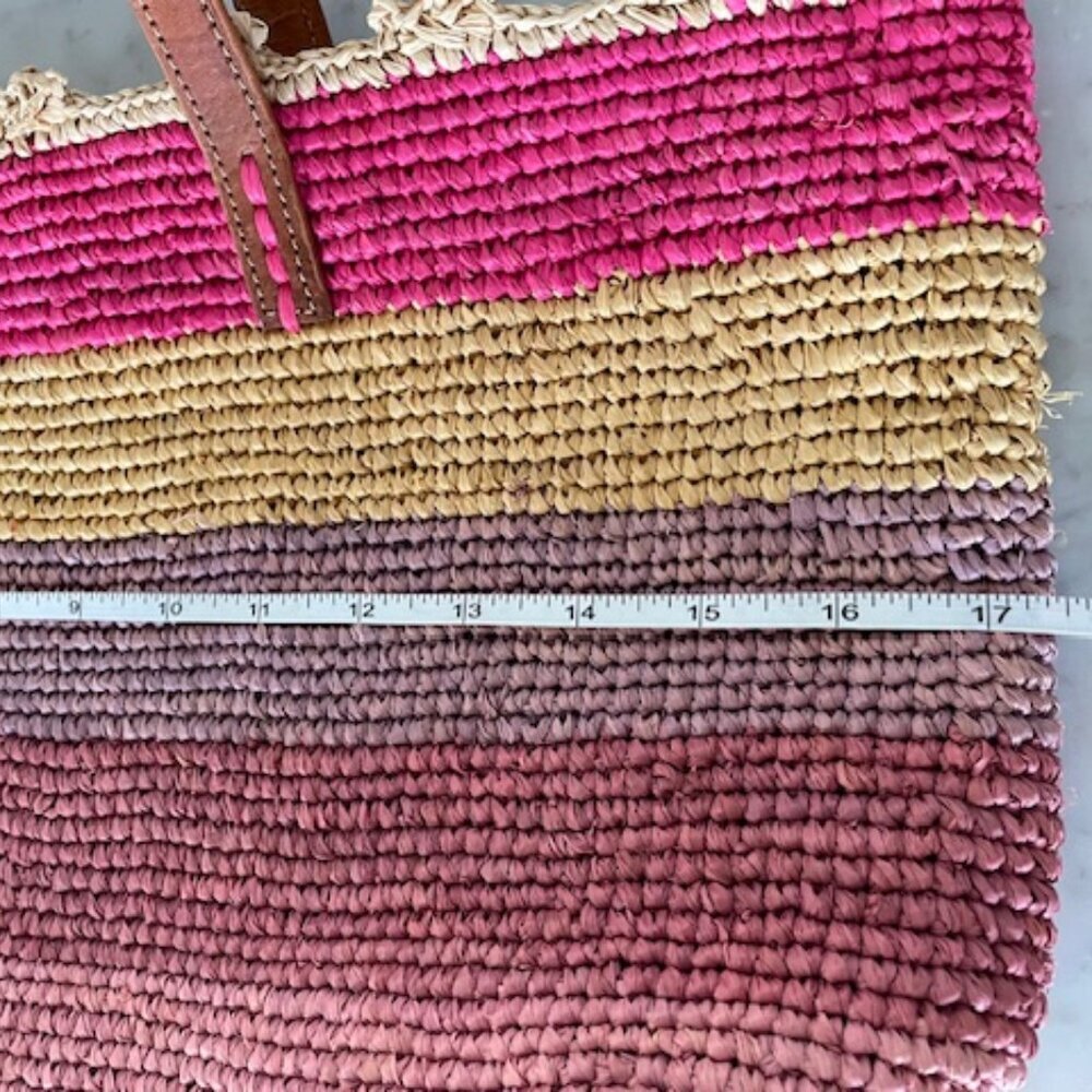 MAR Y SOL Allegra Raffia Woven Large Tote Bag Pink Purple Stripe - Picture 15 of 15